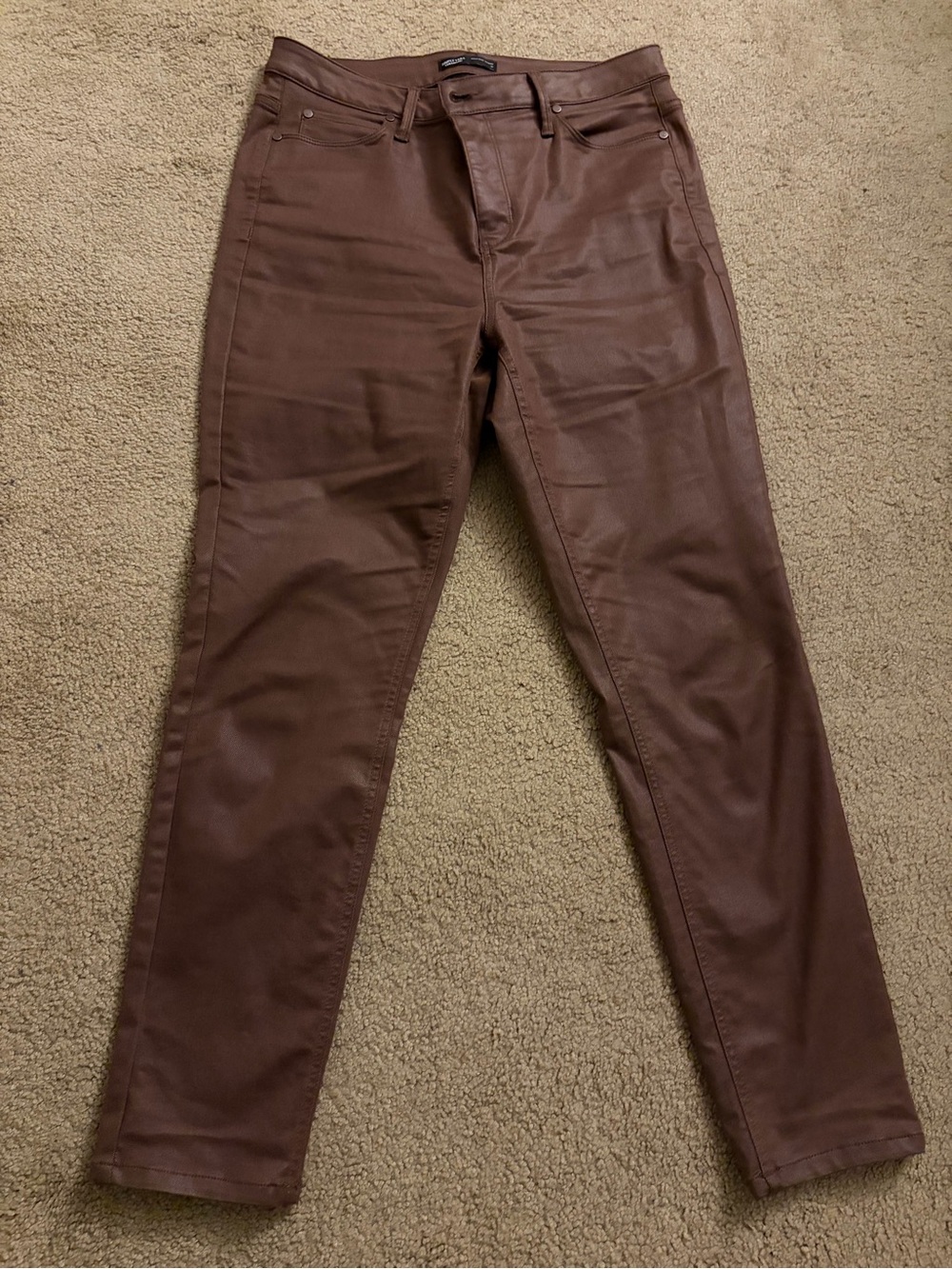Vera Vera Wang  Brown Slim Straight Coated Jeans